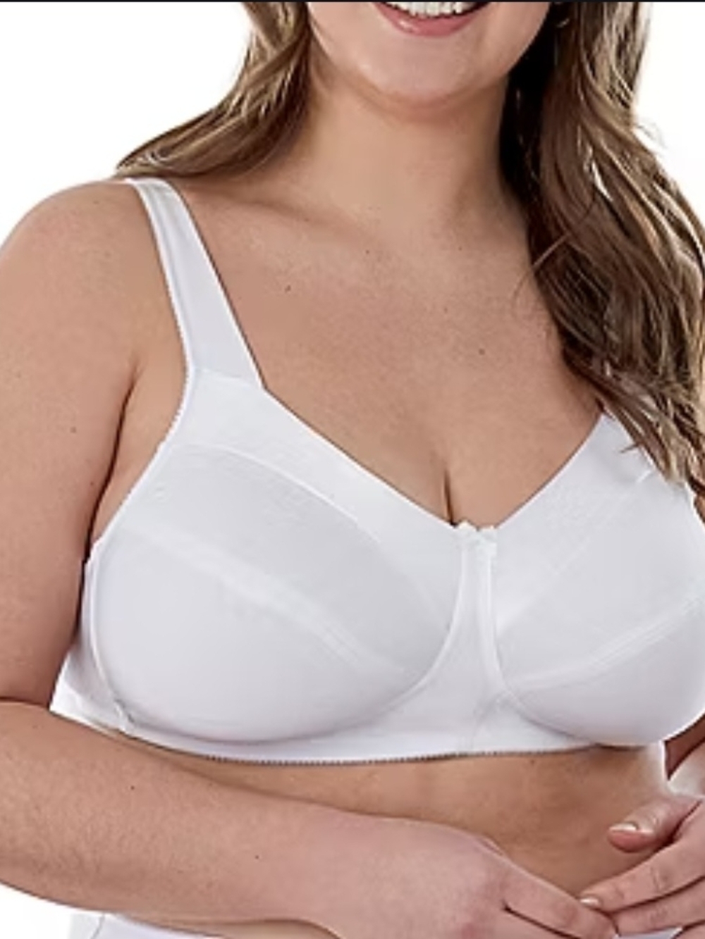 Bestform White Everyday Comfort Satin Trim Wireless Cotton Bra 44C New!